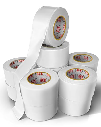 ACE Supply White Flagging Tape 12 Pack - Non-Adhesive Survey Tape - 1.5 Inch Width, 150 Ft Length, 2 Mil - Tree Marking Ribbon, Surveyors Ribbon - color: White, size: 12 Pack