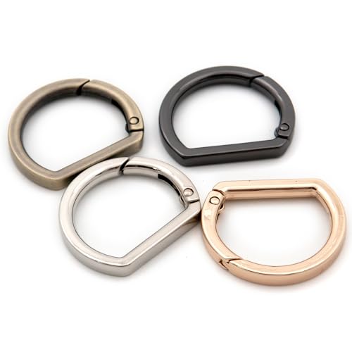 10pcs Metal Spring Key Ring,Spring Snap Hooks Clip Buckle,Flat D Ring for Purses (Brushed Brass) - color: Brushed Brass