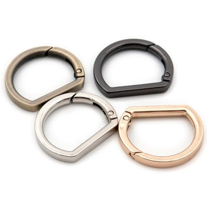 10pcs Metal Spring Key Ring,Spring Snap Hooks Clip Buckle,Flat D Ring for Purses (Brushed Brass) - color: Brushed Brass