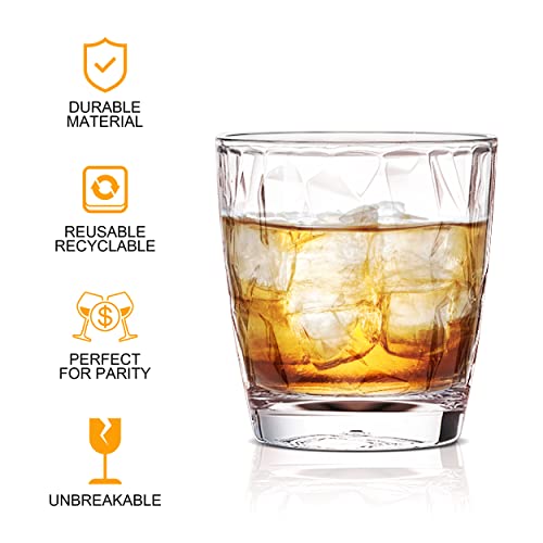 Topsky 10-ounce Plastic Water Tumblers | Set of 4 Transparent Unbreakable Drinking Glasses Clear Acrylic Reusable Juice Wine Cups for Home Picnic Party, Dishwasher Safe, Stackable (Transparent) - color: Clear 10oz