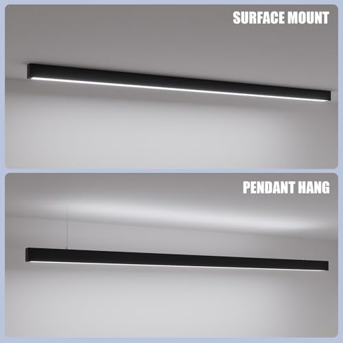 8FT LED Linear Light,100/90/80/70/60W Up and Down Light, 3/4/5000K CCT,ETL - color: Black, size: 8FT2P