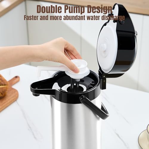 PARACITY Stainless Steel Drink Dispenser, 2-Pack Airpots, 84.5 fl oz Each - color: 2PCS-Stainless Steel