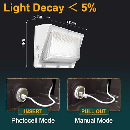 4Pack 200W LED Wall Pack Lights, 100-277v Dusk to Dawn with Photocell, 30000Lm 5000K IP65 Waterproof Outdoor Security Lighting, Energy Saving, ETL White| 5-Year Warranty(Height:20~30ft) - size: 200W || 4P-White