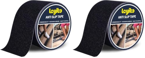Anti Slip Tape 4" x 42' - Heavy-Duty Outdoor Grip Tape for Stairs (Pack of 2) - color: Black, size: 4" x 42' (Pack of 2)
