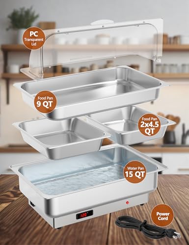 GarveeHome Electric Chafing Dishes Buffet Set - size: 1x1/1+2x1/2 Pans