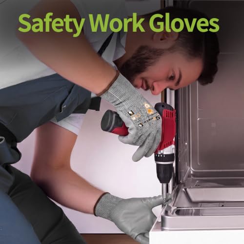 Schwer 12 Pairs ANSI A4 Cut Resistant Gloves, Wear Resistant, CR3011, L - color: Grey A4, size: Large