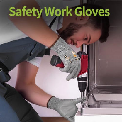 Schwer 12 Pairs ANSI A4 Cut Resistant Gloves, Wear Resistant, CR3011, L - color: Grey A4, size: Large