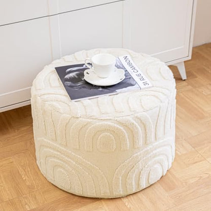 Asuprui Plush Fabric Ottoman Footrest,Foot Stool,20"x14", Linen - color: Linen, size: 20"D x 20"W x 14"H