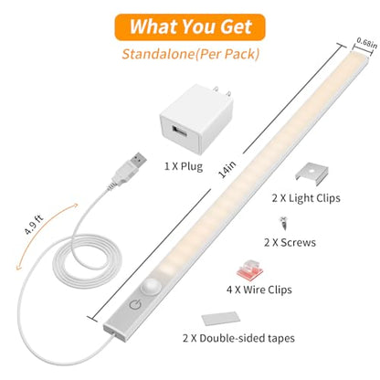 USB Plug-in Motion Sensor Light, ON/Night/Day Modes, Bright&Dimmable - color: Warm White, size: 2 * 1-Bar