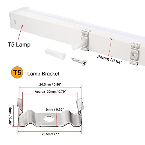MECCANIXITY T5 Clips Bracket Hanger Fluorescent Tube Light Fixture Holder Clamps with Screws for LED Bulbs Ceiling Lamp, Pack of 20 - size: T5
