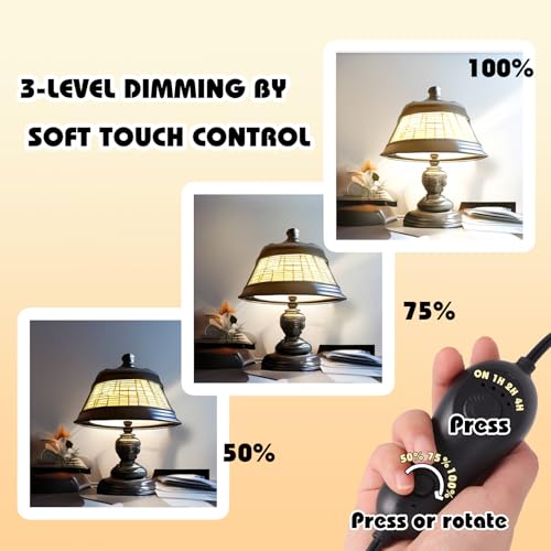 Plug in Dimmer, Upgrade Lamp Dimmer Switch, Timer Dimmers, Slide Control Light Timer for Dimmable Indoor Outdoor String Lights and Incandescent Bulbs, 6 ft Extension Cord, Black