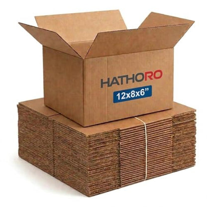(25 Pack) 12"L x 8"W x 6"H Flat Shipping Boxes | Corrugated Cardboard Single-Wall Small Kraft Boxes for Moving, Packing and Storage - size: 12x8x6