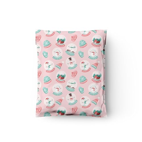 10x13 (100) Winter Snowglobes and Snowmen Christmas Designer Poly Mailers Self Sealing Shipping Envelopes Holiday Premium Printed Bags For Small Businesses - color: Snowglobes, size: 10x13