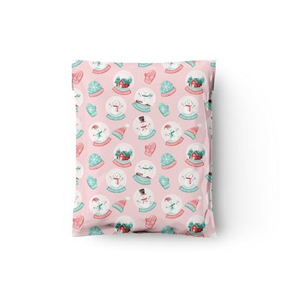 10x13 (100) Winter Snowglobes and Snowmen Christmas Designer Poly Mailers Self Sealing Shipping Envelopes Holiday Premium Printed Bags For Small Businesses - color: Snowglobes, size: 10x13