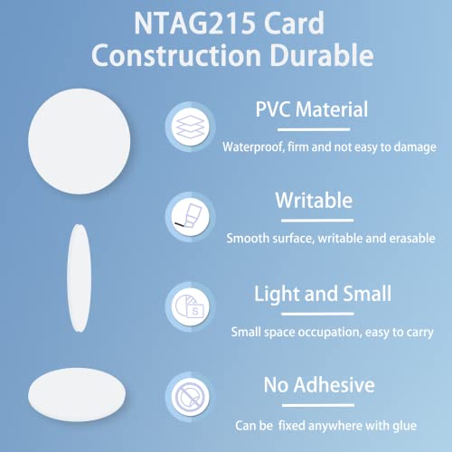 30pcs NFC Tags NTAG215 NFC Coins Rewritable White NFC Tag Round 30mm - color: White Nfc Coin (No Adhesive), size: 30mm - 30 pcs