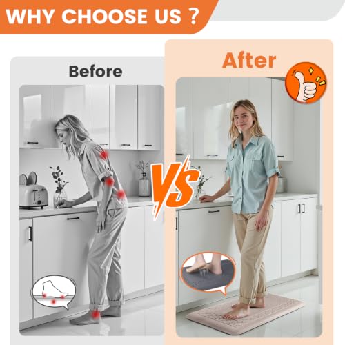 4/5 Inch Thicker Kitchen Mats Anti Fatigue Comfort Mat Standing Desk Rugs - color: Khaki, size: 28"L x 17"W x 0.8"Th