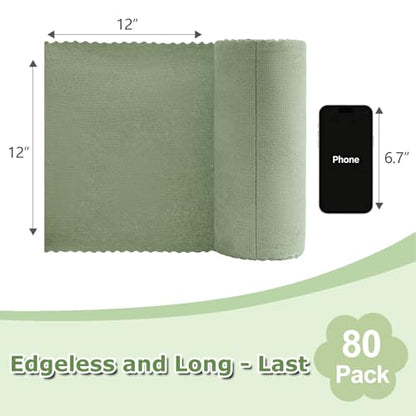 Jessy Home 80 Pack Microfiber Cleaning Cloth Roll Reusable Paper Towels 12"x12" Tear Away Cloth, Microfiber Towels for Cars, Wash Cloths, Lint Free Rags for House, Kitchen,Window,Cleaning Supplies - color: Turquoise