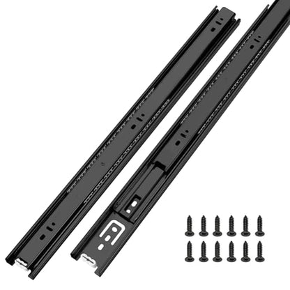 LONTAN 1 Pair Black Side Mount Drawer Slides 14 Inch Heavy Duty Rails - color: Black, size: 14 Inch - Drawer Slide