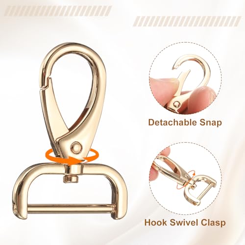 HARFINGTON 2Pcs Detachable Snap Hook Swivel Clasp 1" D Ring with Swivel Lobster Claw Clasps Hook for Purse Strap Keychain Bag DIY Craft, Gold - color: Gold, size: 1"