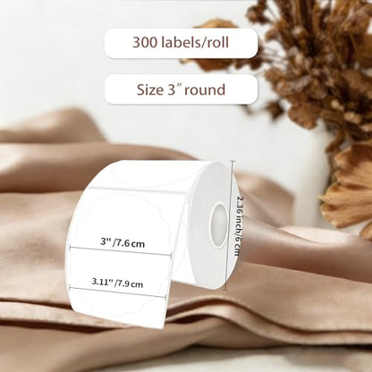 3 Inch Round Thermal Labels, White Flower Thermal Sticker Labels for Small Business, Logo Design, Baking,300 Sheets/1 Roll - color: White, size: 3 inch