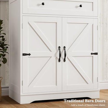 HOSTACK 71" Kitchen Pantry Storage Cabinet, Farmhouse Pantry Cabinet, White - color: White + Rustic Brown