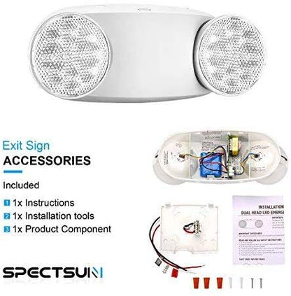 SPECTSUN 10 Pack LED Emergency EXIT Sign Lighting Combo- 120-277V Emergency Exit Lights for Home Power Failure-UL 924 Certified Commercial Emergency Light Fixtures,Ebulb Led Light Bulb - size: 10 Pack
