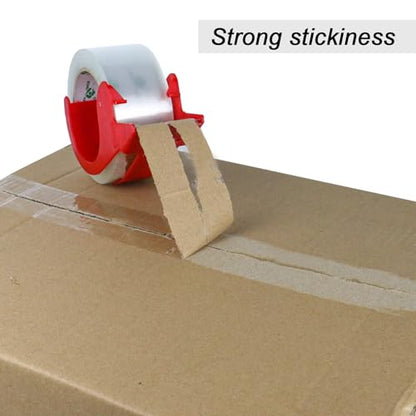 BOMEI PACK 2 Rolls Clear Noiseless Heavy Duty Packing Tape with red Dispenser, Packaging Tape 1.88 Inches x 60Yards, 2.4mil Industrial Shipping Tape for Moving Packaging Shipping, Office & Storage