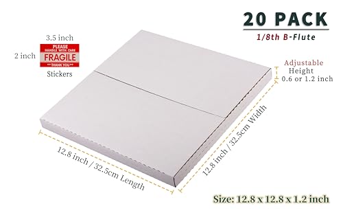 12" LP Album Mailers, 12.8x12.8x1 inch Vinyl Record Shipping Box - size: 20 Pack