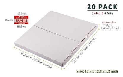12" LP Album Mailers, 12.8x12.8x1 inch Vinyl Record Shipping Box - size: 20 Pack