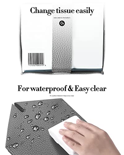 Tissue Box Cover, Jeethemy Square PU Leather Tissue Box Holder, Modern Tissue Case Facial Paper Organizer Dispenser，5X5X5'',Single Charcoal - color: Single Charcoal