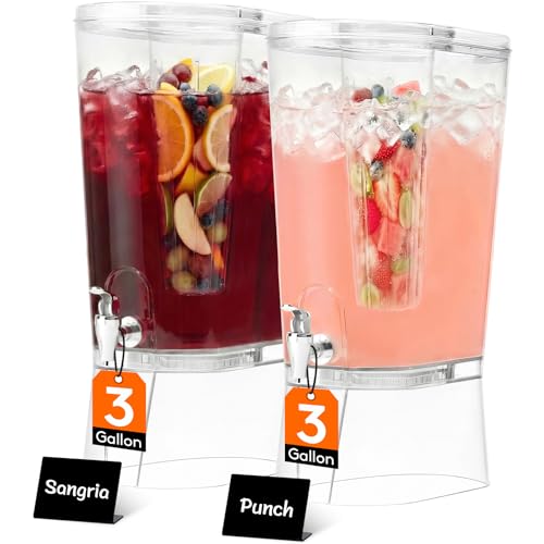 Lifewit 3 Gal Drink Dispenser with Fruit Infuser & Leak-Proof Spigot, 2 Pcs