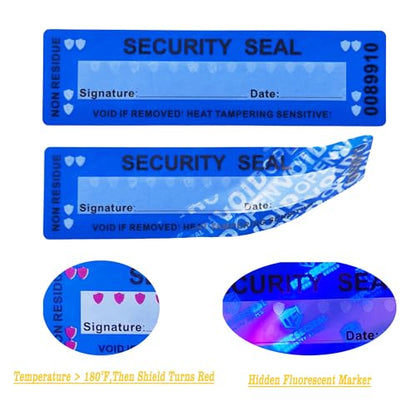 100pcs Tamper Proof Stickers Seals Labels (Matte Blue, 1" X 3.54") - color: Matte Blue 2, size: 1" X 3.54"