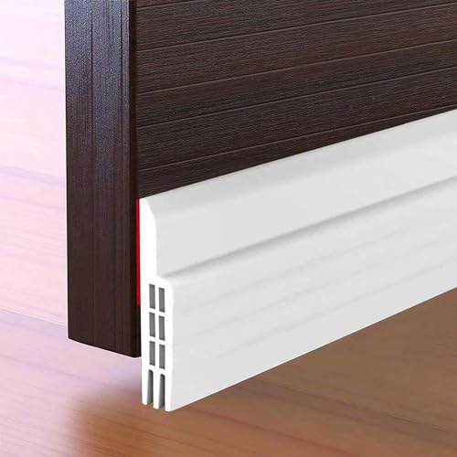 Suptikes Door Draft Stopper Under Door Sweep for Exterior & Interior Doors, Weather Stripping Door Seal, Strong Adhesive Door Sweep Soundproof Weather Stripping, 2" W x 39" L, White - color: White