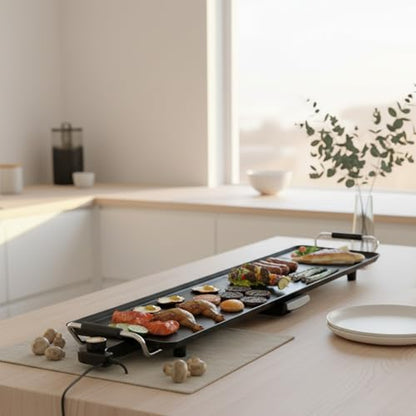 Costzon 35.5" Electric Griddle, 1400W Nonstick Extra Large Griddle, Long Table Top Grill w/5-Level Temp & Drip Tray, Indoor Outdoor Cooking Plates Teppanyaki Grill for Pancake, BBQ, Camping Gatherings - size: 35.5"