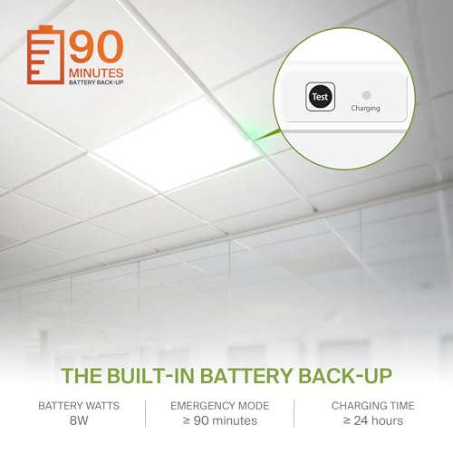 ASD 2x2 LED Flat Panel Light, Emergency Battery Backup UL DLC 4 Pack - color: 2x2, size: 4 Pack