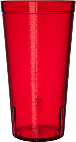 Carlisle FoodService Products Stackable Tumbler Plastic Tumbler with Pebbled Exterior for Restaurants, Catering, Kitchens, Plastic, 20 Ounces, Ruby, (Pack of 72) - color: Ruby