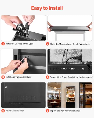 VEVOR 43 in Indoor Digital Signage Floor Standing Advertising Display Kiosk, with WiFi HDMI/USB Input Android OS, 178° Wide View, LCD Screen Interactive Monitor, Mobile Commercial Totem Poster - size: 43"-Non Touchscreen