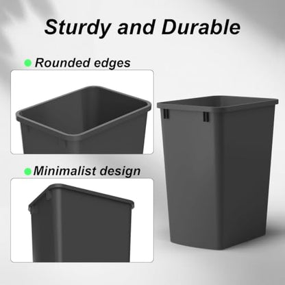 ROOMTEC 35QT Kitchen Trash Can,Sturdy and Lightweight Slim Trash Can,2-Pack - color: Black, style: 2PCS