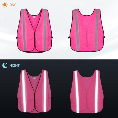 KAYGO Reflective High Vis Safety Vest Mesh for Men and Women KG0008 - color: Pink
