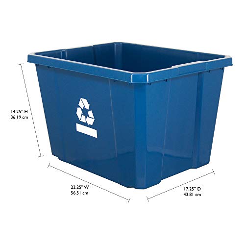Gracious Living 17 Gallon/64 Litre Curbside Blue Box Recycling Bin, 24 Pack - size: 24 Pack