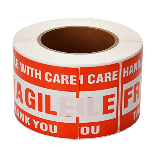 9527 Product 3 x 5 Fragile Stickers with Care Warning - Shipping Labels Stickers,500 Labels Per Roll - size: 3" x 5" - 20 Rolls