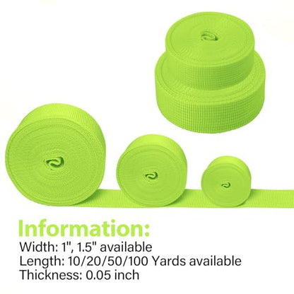 Polypropylene Webbing 1 Inch 1.5 Inch Nylon Webbing Straps Poly Strapping - color: Light Green, size: 1 inch x 10 yards