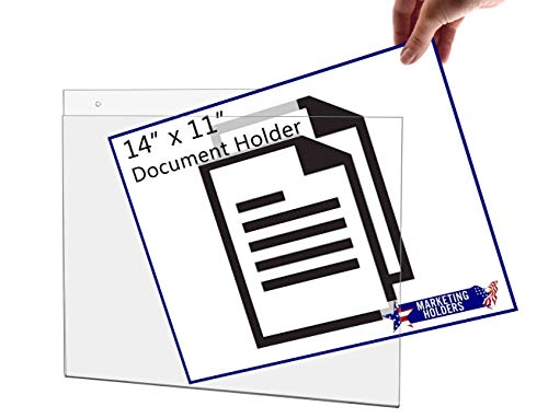 10 Pack Sign Holder 14 by 11 Inch Ad Frame with Holes and Hardware Certificate Warnings Notice Holder Hours of Operation Sign Sleeve Horizontal Clear Acrylic by Marketing Holders - size: 14" w x 11" h