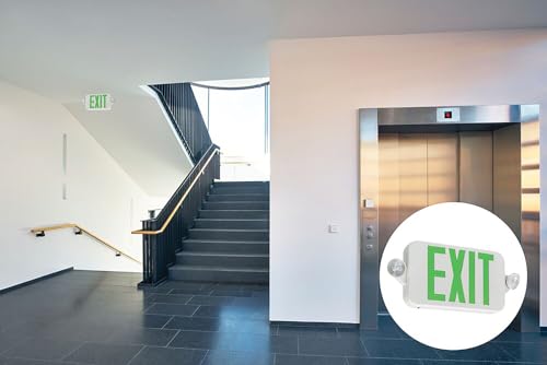 Lithonia Lighting Basics LED Exit Sign/Emergency Light Combo, Red/Green Switchable Exit Sign and Emergency Lights for Business, 2-Head Fixture, Round Lights, Remote Capacity, White (ECRG HO RD M6) - color: Switchable, size: 16.46" | Sign & Round Light Com