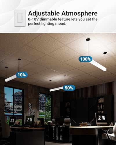 Sunco 4FT Linear LED Pendant Light, Single-Switch Up/Down 3CCT, White, 57W