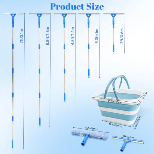 Window Cleaning Kit with Bucket, Squeegee and Scrubber for Home, Outdoor