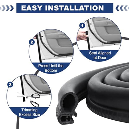 Storystore Automotive Door Weather Stripping 66Ft, Rubber Edge Trim Seal - size: 66 Feet