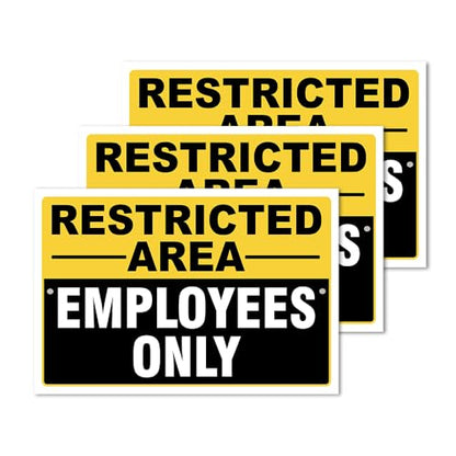 Restricted Area Employees Only Signs Outdoor - Rust Free Aluminium Metal No Entry Sign, UV Protected, Waterproof, Durable Ink Weather Resistant, Easy to Install & Read - 2 Pre-drilled Holes - color: Pack of 3, size: 18"x24"