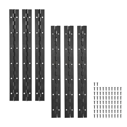 6 Pack Continuous & Piano Hinges,12 inches Black 304 Stainless Steel Hinges 0.04" Thickness Heavy Duty Continuous Hinges with Holes for Pianos，Door，Wooden Boxes，Cabinet. (12inches/30cm) - size: 12inch