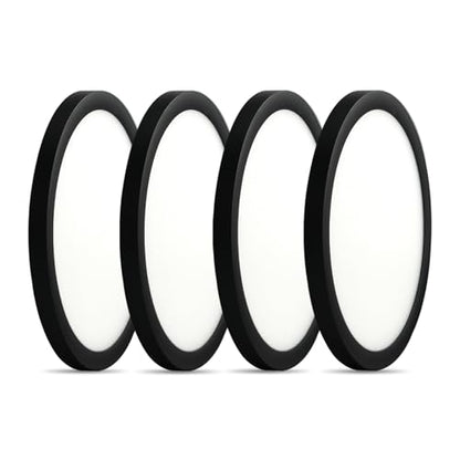 8 Inch Ceiling Light Fixtures, Dimmable 5CCT Ultra Thin Surface Mount Lighting, 15W 1200LM Edge-lit Flat Panel Light for Wet Location, No Flicker, 8 Inch 4Pack Black - color: Black-4 Pack, size: 8 Inch